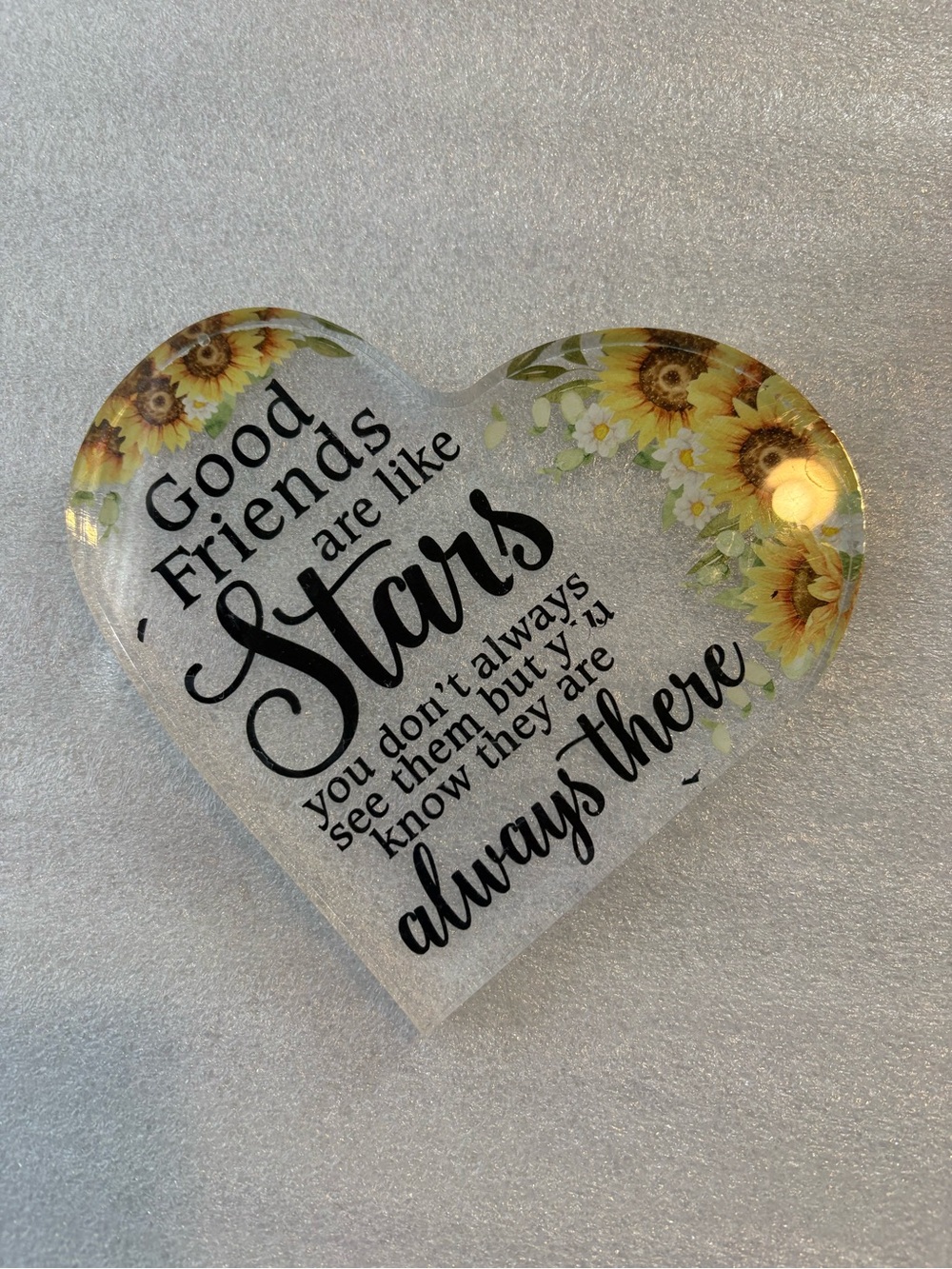Heart-Shaped Sunflower Accent Plate - Good Friends Are Like Stars